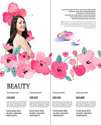 PSD 템플릿 표지디자인 북디자인 출판디자인 여자 꽃 내지 리플렛 2단접지 북커버 수채화 한명 미소 팜플렛 상반신 20대 성인 한국인 볼터치 퍼프 의료성형뷰티 성인여자한명만 이미지템플릿 식물 1 표정 사람 동양인 청년 화장 여자한명만 성인여자만 파일형식