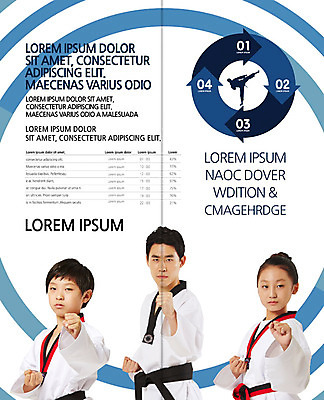 PSD 템플릿 표지디자인 북디자인 출판디자인 여자 남자 화살표 내지 리플렛 2단접지 북커버 청소년 팜플렛 상반신 20대 성인 10대 세명 한국인 태권도 사범 이미지템플릿 사람 동양인 청년 격투기 파일형식