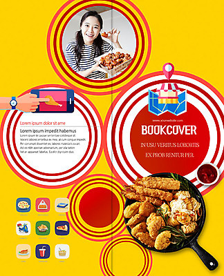 PSD 템플릿 표지디자인 북디자인 출판디자인 여자 표지 음식 리플렛 시계 2단접지 북커버 한명 팜플렛 상반신 20대 성인 스마트폰 프라이드치킨 터치 한국인 프라이팬 위치 주문 이미지템플릿 1 주방용품 사람 동양인 청년 핸드폰 스마트기기 치킨 파일형식
