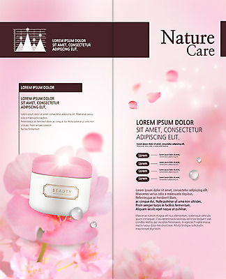 PSD 템플릿 표지디자인 북디자인 출판디자인 꽃잎 꽃 내지 리플렛 분홍색 2단접지 북커버 그래프 팜플렛 사람없음 화장품 물방울 로션 이미지템플릿 식물 컬러 뷰티 파일형식