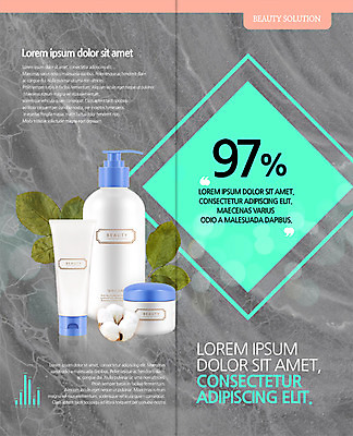 PSD 템플릿 표지디자인 북디자인 출판디자인 내지 리플렛 2단접지 북커버 그래프 나뭇잎 팜플렛 사람없음 뷰티 화장품 크림 로션 목화꽃 이미지템플릿 꽃 잎 파일형식