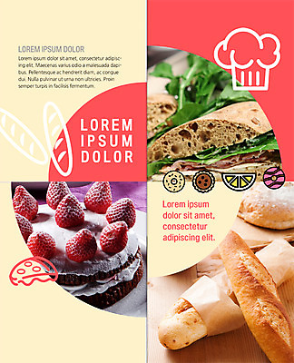 PSD 템플릿 표지디자인 북디자인 출판디자인 내지 리플렛 2단접지 북커버 샌드위치 요리사모자 팜플렛 사람없음 빵집 바게트 치즈케이크 딸기케이크 이미지템플릿 모자_잡화 음식 빵 딸기 케이크 상점 요리사 파일형식
