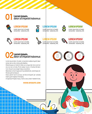 PSD 템플릿 표지디자인 북디자인 출판디자인 여자 내지 리플렛 2단접지 북커버 한명 팜플렛 상반신 성인 설거지 빗자루 세제 스프레이 고무장갑 닦기 이미지템플릿 1 장갑 가사 모션 사람 청소도구 고무 파일형식