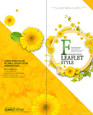 PSD 템플릿 표지디자인 북디자인 출판디자인 표지 꽃 리플렛 2단접지 북커버 팜플렛 사람없음 노란색 원형 이미지템플릿 도형 식물 컬러 파일형식