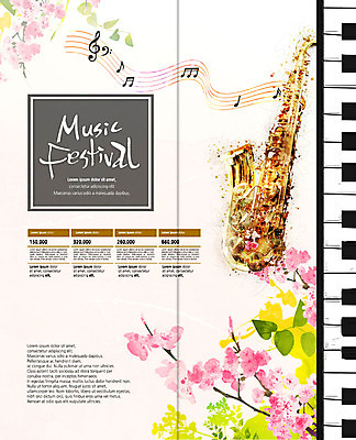 PSD 템플릿 표지디자인 북디자인 출판디자인 꽃 내지 악기 음악 리플렛 잎 2단접지 북커버 음표 팜플렛 사람없음 축제 건반 건반악기 트럼펫 이미지템플릿 식물 기호 문화예술 금관악기 파일형식
