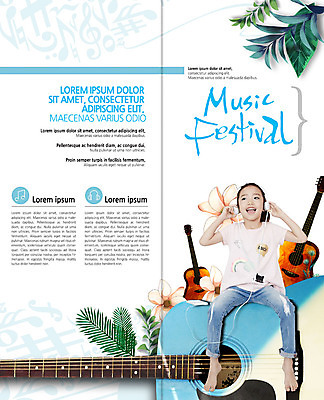 전신 PSD 템플릿 표지디자인 북디자인 출판디자인 여자 내지 어린이 음악 리플렛 2단접지 북커버 한명 팜플렛 축제 헤드셋 한국인 기타 여러대 이미지템플릿 1 음향기기 다수 현악기 문화예술 사람 동양인 헤드폰 파일형식