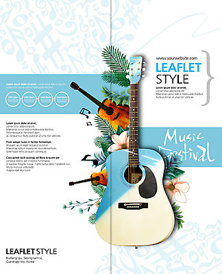 PSD 템플릿 표지디자인 북디자인 출판디자인 표지 꽃 음악 리플렛 2단접지 북커버 음표 나뭇잎 팜플렛 사람없음 축제 기타 이미지템플릿 식물 기호 잎 현악기 문화예술 파일형식