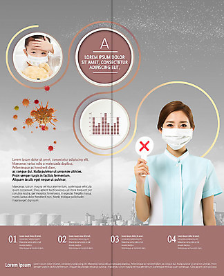 PSD 템플릿 표지디자인 북디자인 출판디자인 여자 내지 어린이 리플렛 2단접지 북커버 공장 그래프 마스크 팜플렛 상반신 20대 성인 두명 한국인 간호사 먼지 독성 발열 황사 미세먼지 이미지템플릿 공업 사람 동양인 청년 의료진 파일형식