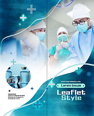 PSD 서양인 외국인 템플릿 표지디자인 북디자인 출판디자인 여자 표지 남자 리플렛 2단접지 북커버 의학 병원 주사기 마스크 팜플렛 상반신 성인 세명 수술복 이미지템플릿 의료기기 사람 인종 가운 파일형식