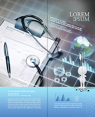 PSD 템플릿 표지디자인 북디자인 출판디자인 내지 리플렛 2단접지 북커버 의학 청진기 그래프 병원 팜플렛 사람없음 펜 링거 뇌 서류판 진료기록부 이미지템플릿 의료기기 필기구 사무용품 진료 파일형식