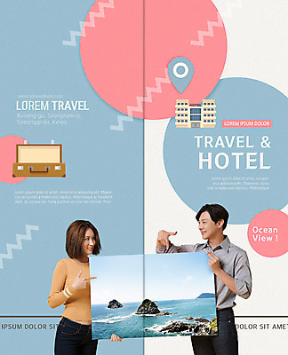 전신 PSD 템플릿 표지디자인 북디자인 출판디자인 여자 표지 남자 리플렛 바다 여행 2단접지 북커버 호텔 미소 팜플렛 20대 성인 두명 캐리어 한국인 가리킴 이미지템플릿 숙소 표정 사람 동양인 손짓 청년 여행가방 파일형식