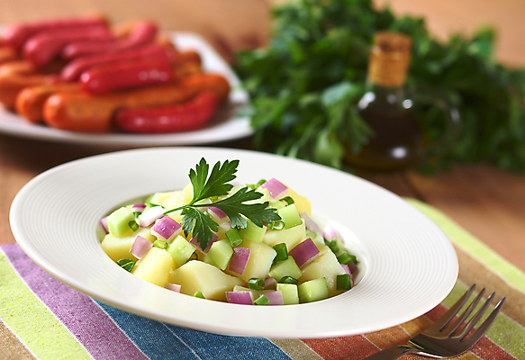 포토 JPG 해외이미지 접시 음식 잎 채소 양파 오이 감자 파슬리 요리 사람없음 가로 사진촬영 식사 샐러드 신선 고명 소시지 바비큐 허브 날것 생식 해외202004 해외포토 식물 식기 촬영 가공식품 파일형식 이미지허브