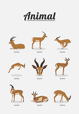 동물 여러마리 일러스트 포유류 종류 사람없음 가젤 국내일러스트 AI파일 다수 파일형식 벡터