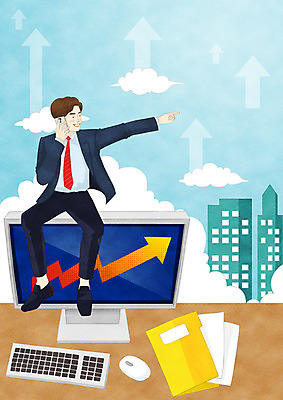 전신 PSD 남자 화살표 일러스트 비즈니스 성공 직장 한명 앉기 빌딩 성인 스마트폰 컴퓨터 모니터 가리킴 키보드 직장인 비즈니스맨 책상 파일 통화 국내일러스트 직업 1 가구 컨셉 회사 모션 사람 손짓 건물 전자제품 핸드폰 스마트기기 파일형식