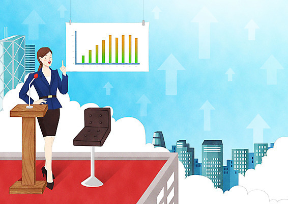 전신 PSD 여자 화살표 의자 일러스트 비즈니스 성공 그래프 한명 빌딩 성인 직장인 비즈니스우먼 발표 정상 강당 단상 국내일러스트 직업 1 가구 컨셉 사람 건물 파일형식