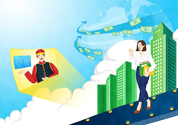 전신 PSD 여자 남자 화살표 일러스트 비즈니스 성공 그래프 빌딩 상반신 성인 두명 세계 중국인 달러 직장인 비즈니스우먼 파일 워킹 국내일러스트 외국인 직업 컨셉 돈 사람 동양인 건물 파일형식