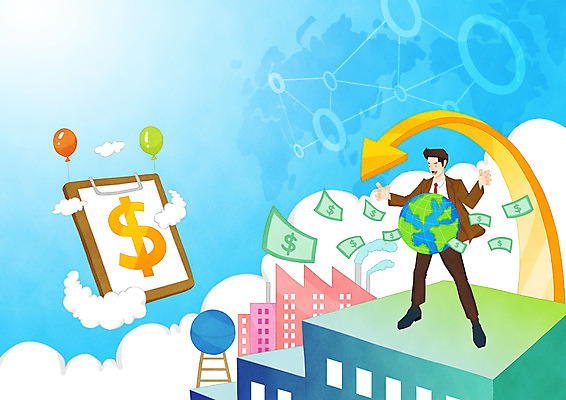 전신 PSD 남자 화살표 지구 돈 일러스트 비즈니스 성공 한명 성인 달러 직장인 비즈니스맨 정상 풍선 국내일러스트 직업 1 컨셉 사람 재산 파일형식