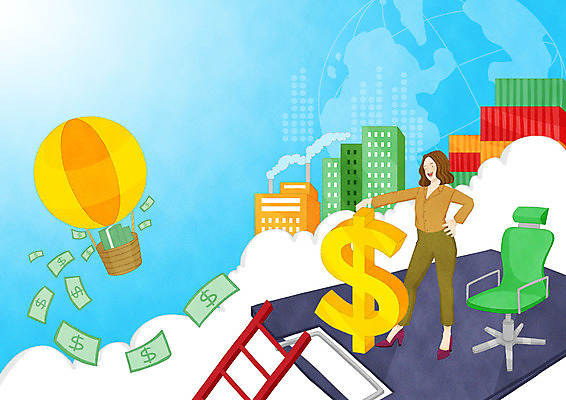 전신 PSD 구름 여자 돈 의자 일러스트 비즈니스 사다리 성공 한명 빌딩 성인 달러 열기구 직장인 비즈니스우먼 파일 국내일러스트 자연요소 직업 1 가구 컨셉 항공교통 사람 건물 도구 재산 파일형식