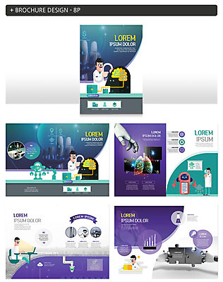 전신 템플릿 남자 ZIP 팜플렛 상반신 성인 두명 기계 퍼즐 연구원 로봇 과학자 두뇌 로봇팔 발명 남자만 인디자인 INDD 이미지템플릿 직업 과학 사람 뇌 학자 파일형식