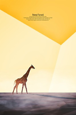 PSD 편집이미지 한마리 사람없음 3D 걷기 기린 디지털합성 폴리곤 편집3D 1 포유류 모션 파일형식