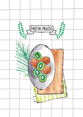 PSD 접시 잎 과일 일러스트 도마 키위 사람없음 여러개 신선 냅킨 국내일러스트 식물 식기 다수 주방용품 파일형식