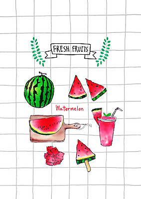 PSD 과일 일러스트 수박 도마 사람없음 신선 반쪽수박 수박조각 수박주스 국내일러스트 조각 주방용품 과일주스 파일형식