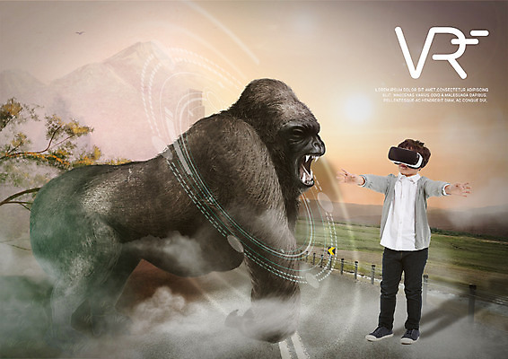 전신 PSD 편집 편집이미지 남자 어린이 팔벌리기 한명 앞모습 한국인 스마트 고릴라 3D안경 가상현실 소년한명만 VR기기 이미지편집 1 안경 뷰포인트 컨셉 포유류 모션 사람 동양인 기계 남자한명만 소년만 파일형식