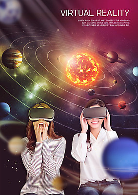 PSD 편집 편집이미지 여자 상반신 20대 성인 두명 앞모습 태양 우주 행성 한국인 스마트 즐거움 궤도 3D안경 가상현실 청년여자만 VR기기 이미지편집 자연요소 감정 안경 뷰포인트 컨셉 사람 동양인 청년 기계 여자만 청년만 파일형식