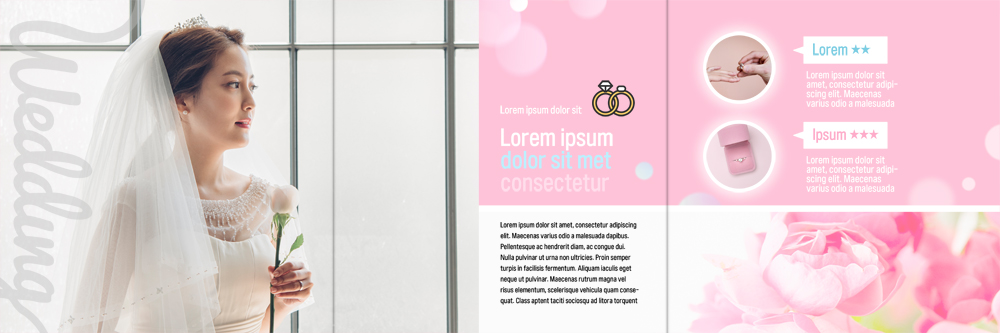 PSD 템플릿 편집 표지디자인 북디자인 응시 출판디자인 여자 내지 신부 리플렛 웨딩드레스 북커버 3단접지 한명 팜플렛 상반신 20대 성인 장미 한국인 결혼반지 이미지템플릿 1 시선 드레스 꽃 결혼 사람 동양인 청년 반지 파일형식