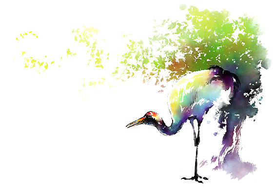 PSD 나무 동물 한마리 캘리배경 일러스트 캘리그라피 붓터치 서기 사람없음 학 숲 번짐 국내일러스트 식물 1 백그라운드 모션 조류 파일형식 효과