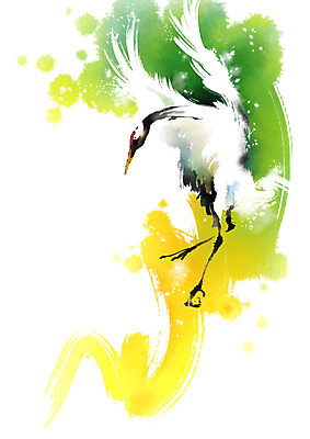 PSD 동물 한마리 캘리배경 일러스트 캘리그라피 붓터치 사람없음 학 비행 번짐 국내일러스트 1 백그라운드 조류 파일형식 효과