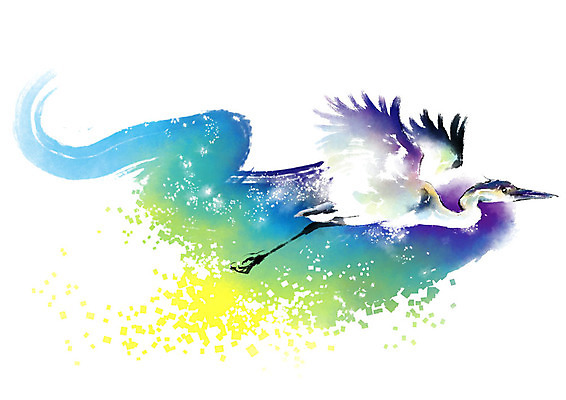 PSD 동물 한마리 캘리배경 날개 일러스트 캘리그라피 붓터치 사람없음 비행 왜가리 번짐 날갯짓 국내일러스트 1 백그라운드 조류 파일형식 효과