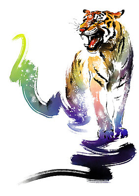PSD 동물 한마리 캘리배경 일러스트 캘리그라피 붓터치 서기 사람없음 호랑이 번짐 포효 국내일러스트 1 백그라운드 포유류 모션 외침 파일형식 효과