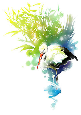 PSD 동물 한마리 캘리배경 일러스트 캘리그라피 붓터치 서기 사람없음 학 물가 숲 번짐 발담그기 국내일러스트 1 백그라운드 모션 조류 풍경 파일형식 효과