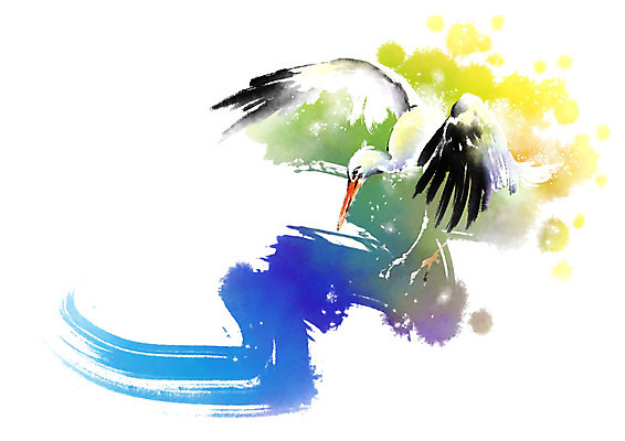 PSD 동물 한마리 캘리배경 일러스트 캘리그라피 붓터치 사람없음 학 비행 번짐 날갯짓 국내일러스트 1 백그라운드 조류 파일형식 효과