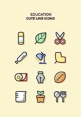 아이콘 교육 화분 포크 나뭇잎 큐티아이콘 사람없음 세트 새싹 숟가락 스탠드 라인아이콘 은행잎 비커 럭비공 교육아이콘 가위질 스카치테이프 2D아이콘 AI파일 식물 식기 잎 공 조명 가위_도구 수저 실험기구 테이프 럭비용품 파일형식 벡터