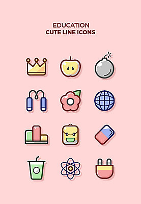 아이콘 교육 꽃 왕관 큐티아이콘 책가방 사람없음 세트 플러그 전기에너지 사과 폭탄 라인아이콘 교육아이콘 자석 다이너마이트 음료수병 2D아이콘 AI파일 식물 가방 과일 에너지 폭발물 병_담는 파일형식 벡터