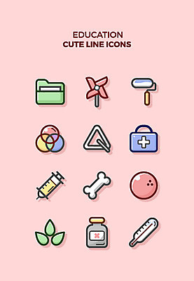 아이콘 교육 공 큐티아이콘 주사기 사람없음 세트 독약 온도계 체온계 바람개비 라인아이콘 트라이앵글 롤러 교육아이콘 구급약통 뼈다귀모양 2D아이콘 AI파일 모양 의료기기 타악기 파일형식 벡터