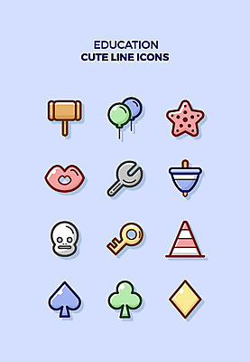 아이콘 교육 별 열쇠 해골 큐티아이콘 사람없음 세트 클로버 라인아이콘 다이아몬드 팽이 풍선 교육아이콘 입술모양 스페이드 칼라콘 2D아이콘 AI파일 자연요소 모양 뼈 놀이용품 안전장비 보석 파일형식 벡터