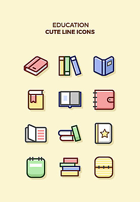 아이콘 교육 큐티아이콘 사람없음 책 세트 다이어리 여러개 라인아이콘 여러권 스프링노트 교육아이콘 스프링수첩 2D아이콘 AI파일 다수 사무용품 공책 파일형식 벡터