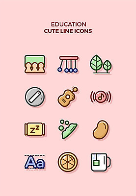 나무 아이콘 알파벳 교육 음표 큐티아이콘 사람없음 세트 칠판 기타 찻잔 라인아이콘 교육아이콘 티백 2D아이콘 AI파일 식물 기호 영어 음악 현악기 잔 차_음료 파일형식 벡터