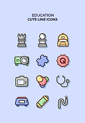 아이콘 교육 배낭 청진기 큐티아이콘 저울 사람없음 세트 전선 퍼즐 건전지 질문 라인아이콘 교육아이콘 빔프로젝트 2D아이콘 AI파일 가방 의료기기 파일형식 벡터