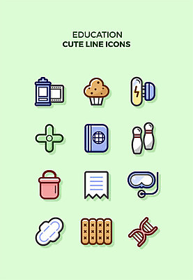 아이콘 교육 큐티아이콘 사람없음 세트 플러그 라인아이콘 머핀 볼링공 배구공 실타래 교육아이콘 스노클링용품 생리대 윷놀이나무 2D아이콘 AI파일 나무 빵 스포츠용품 공 스노클링 볼링용품 배구 여성용품 파일형식 벡터