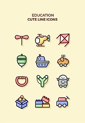 아이콘 교육 큐티아이콘 사람없음 세트 장난감 놀이용품 블록 헬리콥터 로봇 라인아이콘 연 팽이 교육아이콘 새총 태엽인형 2D아이콘 AI파일 인형 비행기 오브젝트 파일형식 벡터