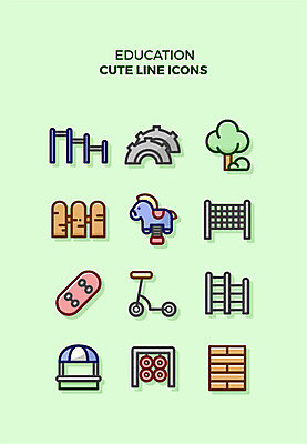 나무 아이콘 교육 큐티아이콘 매달리기 사람없음 울타리 세트 자전거 스케이트보드 목마 라인아이콘 타이어 철봉 교육아이콘 뜀틀 2D아이콘 AI파일 식물 스포츠용품 모션 담장 바이크 보드_스포츠 파일형식 벡터