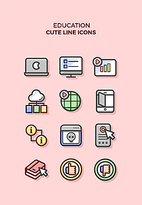 아이콘 교육 큐티아이콘 사람없음 책 스마트폰 컴퓨터 세트 카메라 최고 라인아이콘 교육아이콘 클라우드서비스 플레이 좋음 2D아이콘 AI파일 컨셉 전자제품 핸드폰 스마트기기 서비스 파일형식 벡터