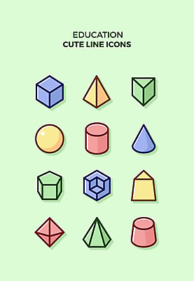 도형 아이콘 교육 큐티아이콘 사람없음 세트 사각형 원형 라인아이콘 교구 정사각형 원기둥 교육아이콘 원뿔 삼각뿔 2D아이콘 AI파일 파일형식 벡터
