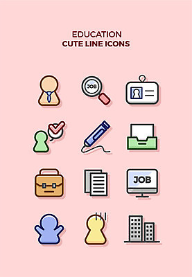아이콘 직업 교육 서류가방 돋보기 넥타이 큐티아이콘 사람모양 빌딩 사람없음 컴퓨터 세트 라인아이콘 문서 교육아이콘 사원증 파일보관함 2D아이콘 AI파일 모양 잡화 가방 비즈니스 건물 전자제품 보관함 파일형식 벡터