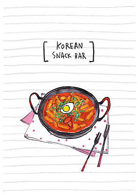 PSD 한식 음식 포크 일러스트 요리 사람없음 계란 냄비 떡볶이 분식 국내일러스트 식기 알 솥 파일형식