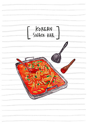 PSD 음식 일러스트 요리 사람없음 숟가락 고추장 떡볶이 분식 국자 파 국내일러스트 채소 주방용품 수저 양념 파일형식